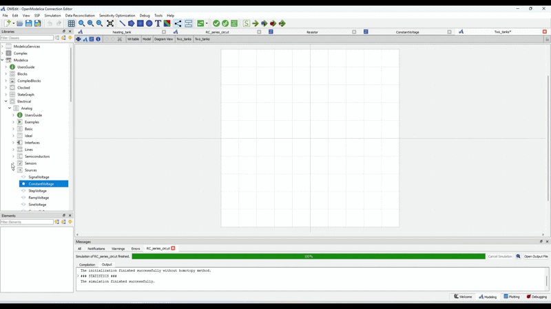 Beginner OpenModelica training for Modelica basics and OMEdit simulation